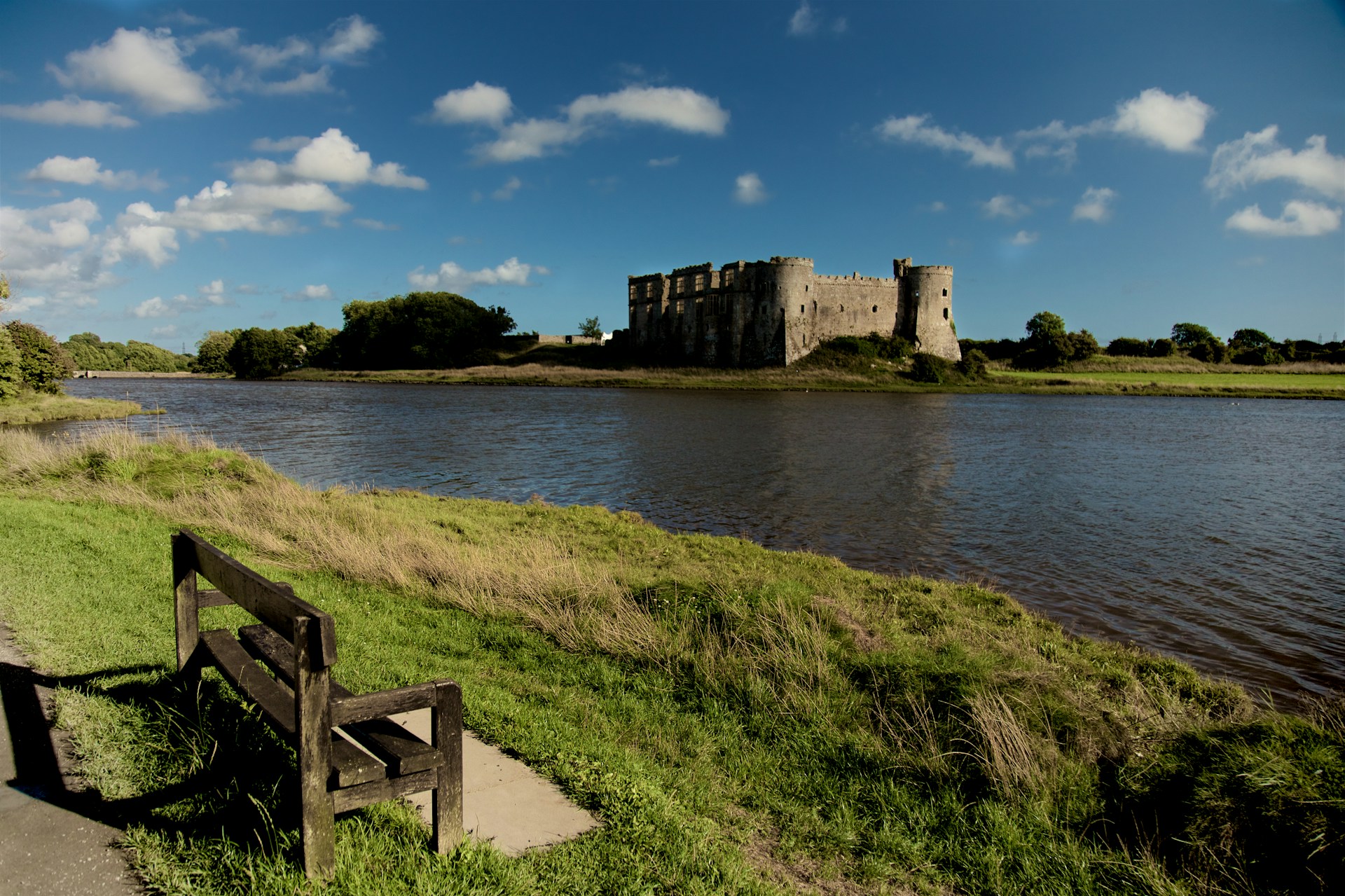 Carew Castle from the far side of the river