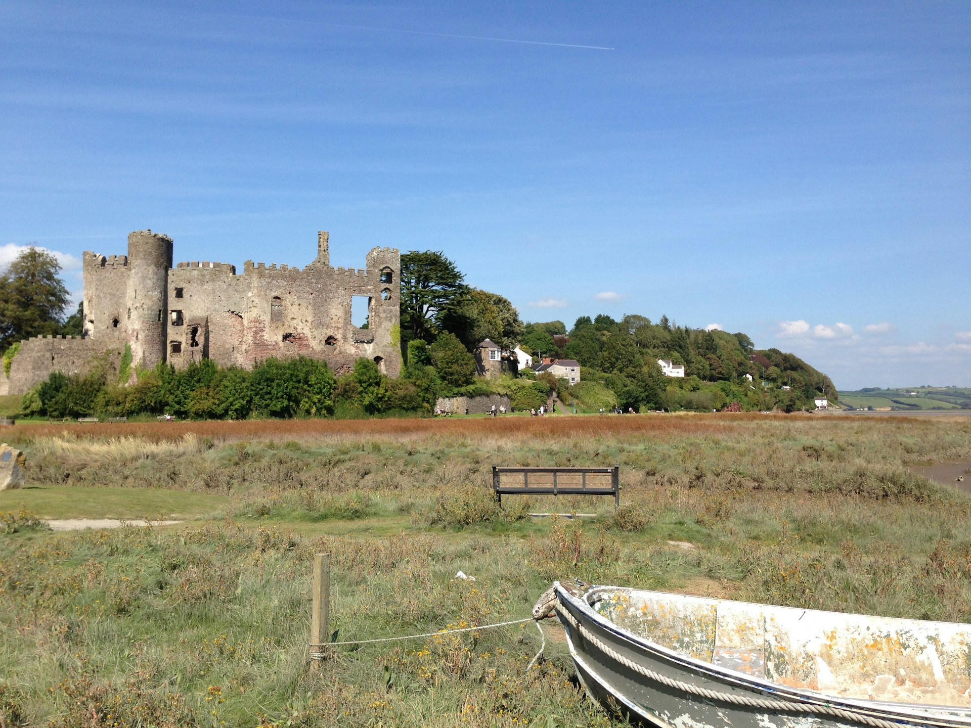 Laugharne Castle from afar